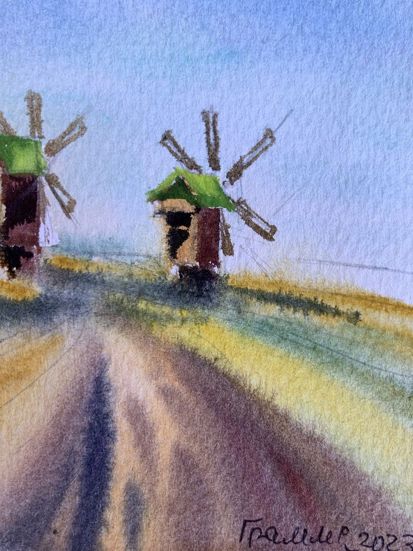 Pastel painting Road among the mills Svetlana Gramm - 11