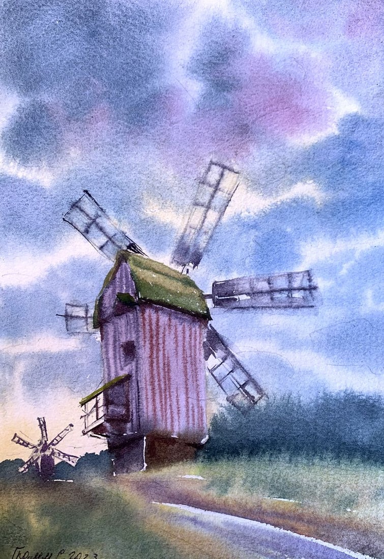 Pastel painting Mills before a storm Svetlana Gramm (1 of 12)