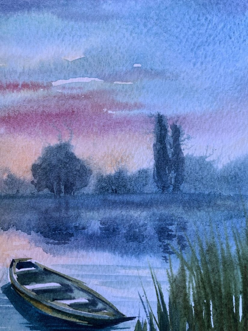 Watercolor painting Boat on the shore Svetlana Gramm - 10