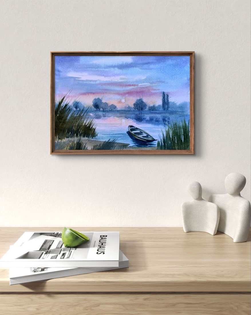 Watercolor painting Boat on the shore Svetlana Gramm - 2