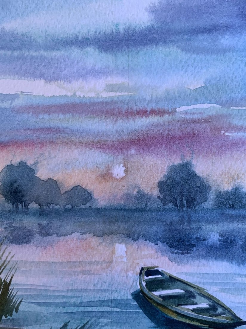 Watercolor painting Boat on the shore Svetlana Gramm - 6