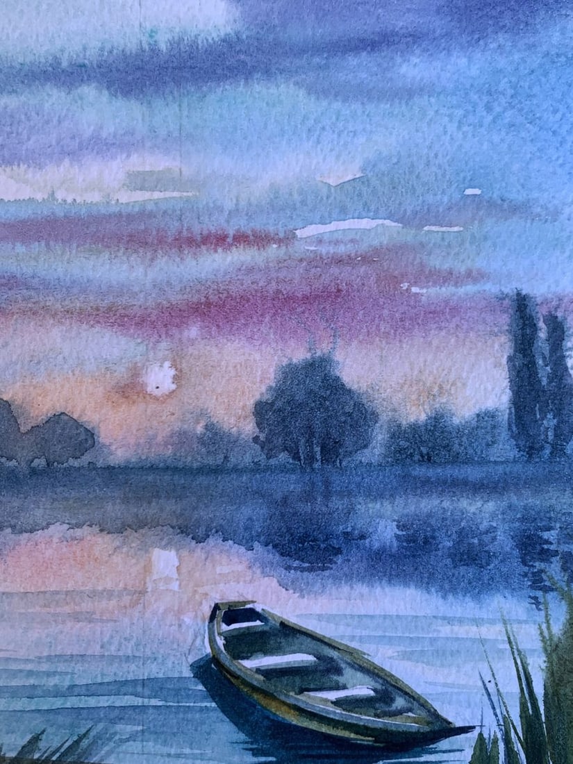 Watercolor painting Boat on the shore Svetlana Gramm - 7