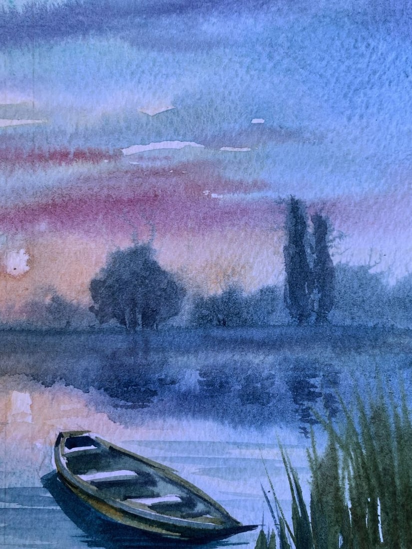 Watercolor painting Boat on the shore Svetlana Gramm - 9