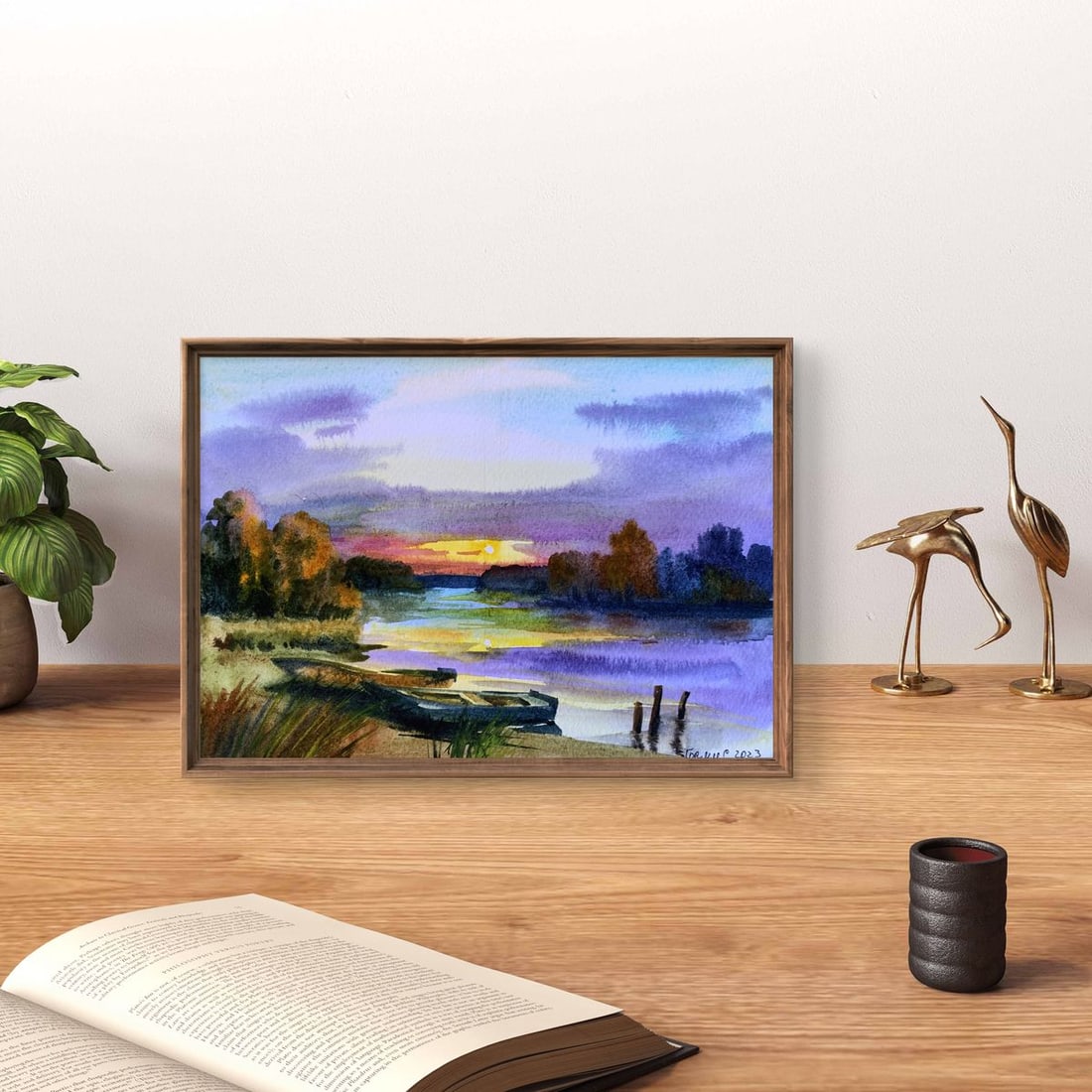 Watercolor painting Boats and sunset Svetlana Gramm - 3