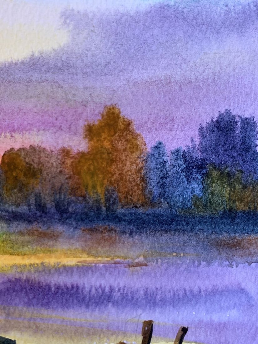 Watercolor painting Boats and sunset Svetlana Gramm - 9