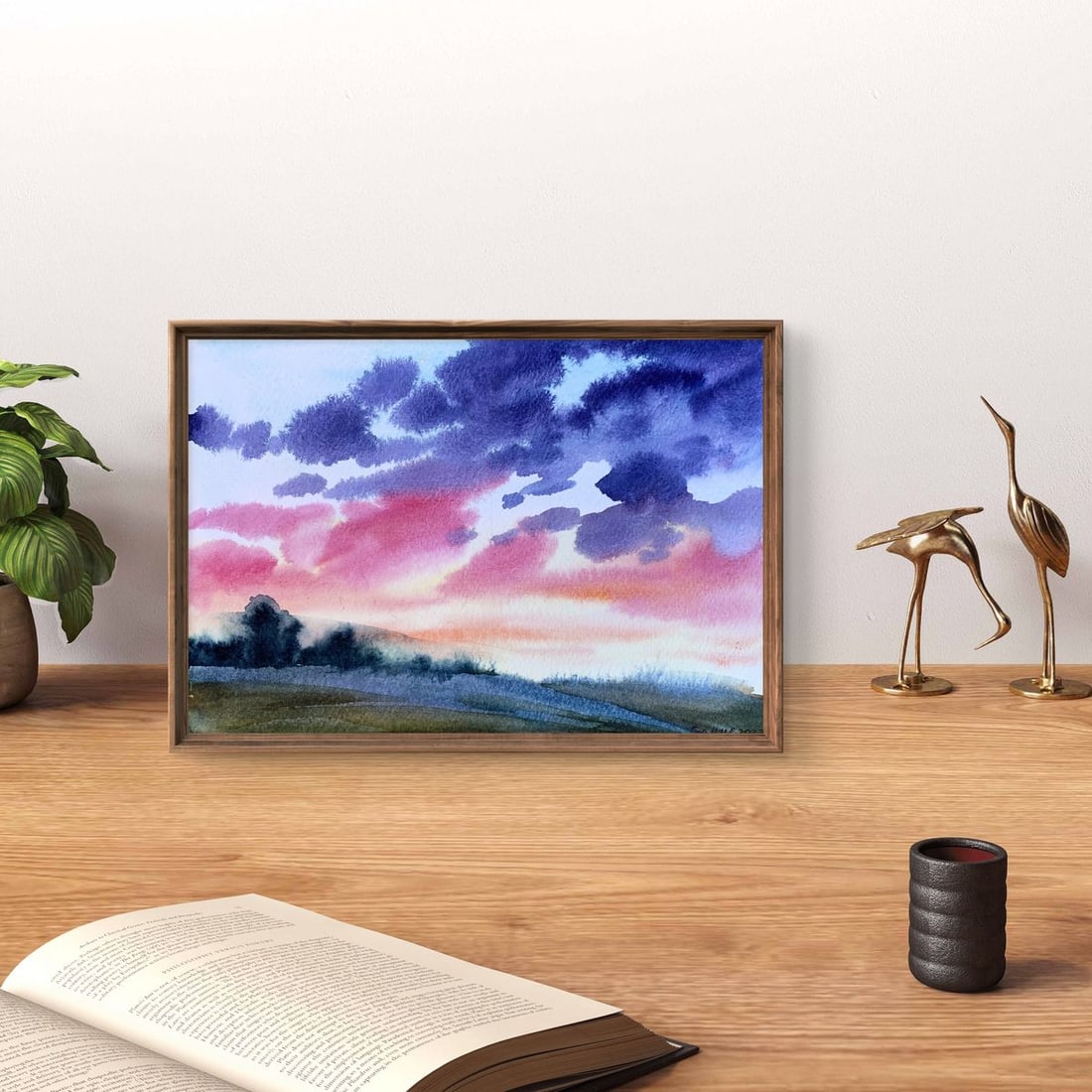 Watercolor painting Pink sunset Svetlana Gramm - 2