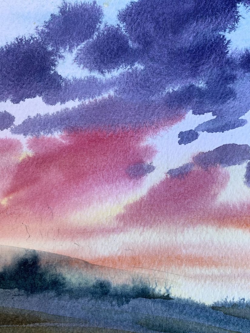 Watercolor painting Pink sunset Svetlana Gramm - 5