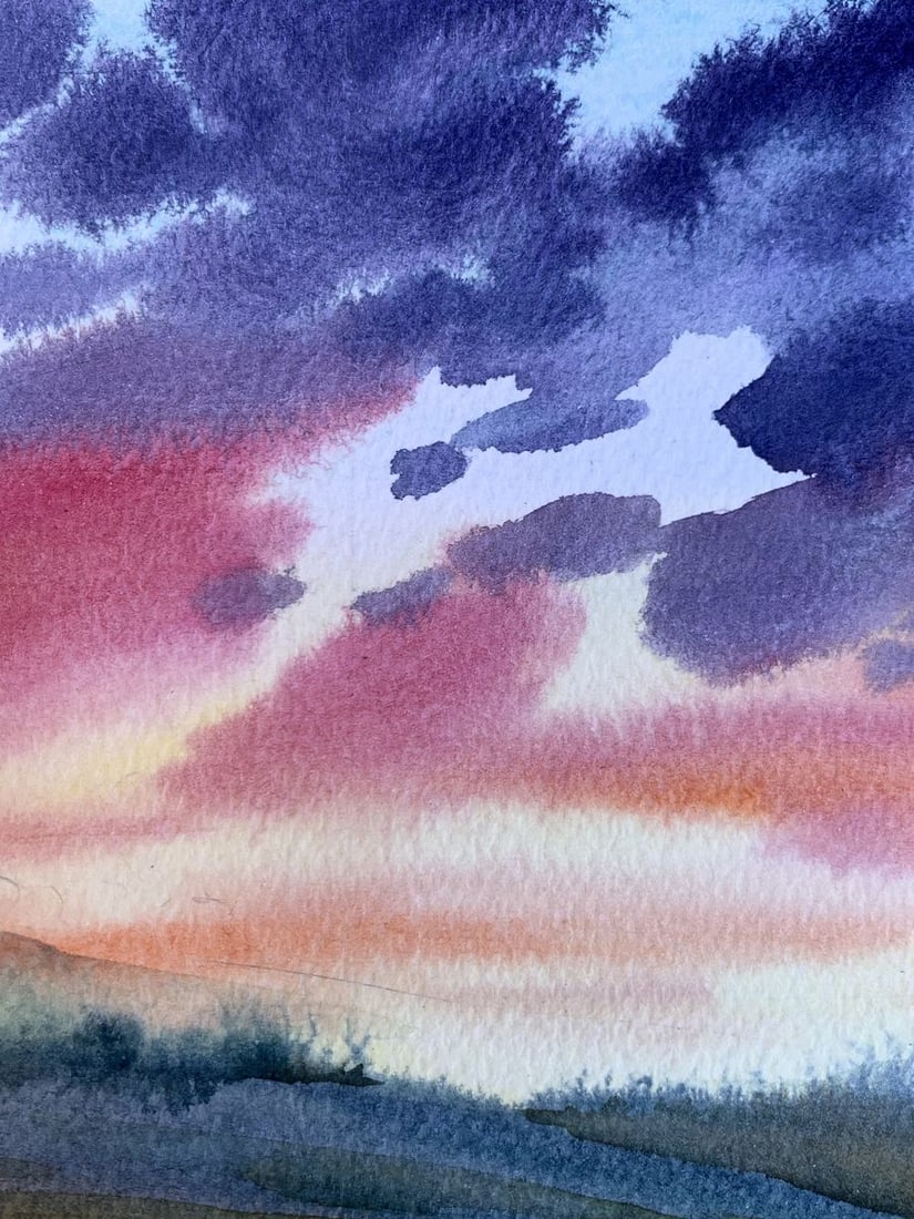 Watercolor painting Pink sunset Svetlana Gramm - 6