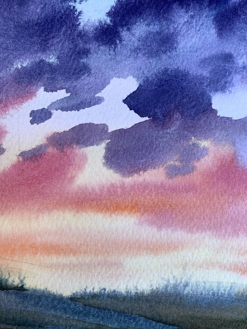 Watercolor painting Pink sunset Svetlana Gramm - 8
