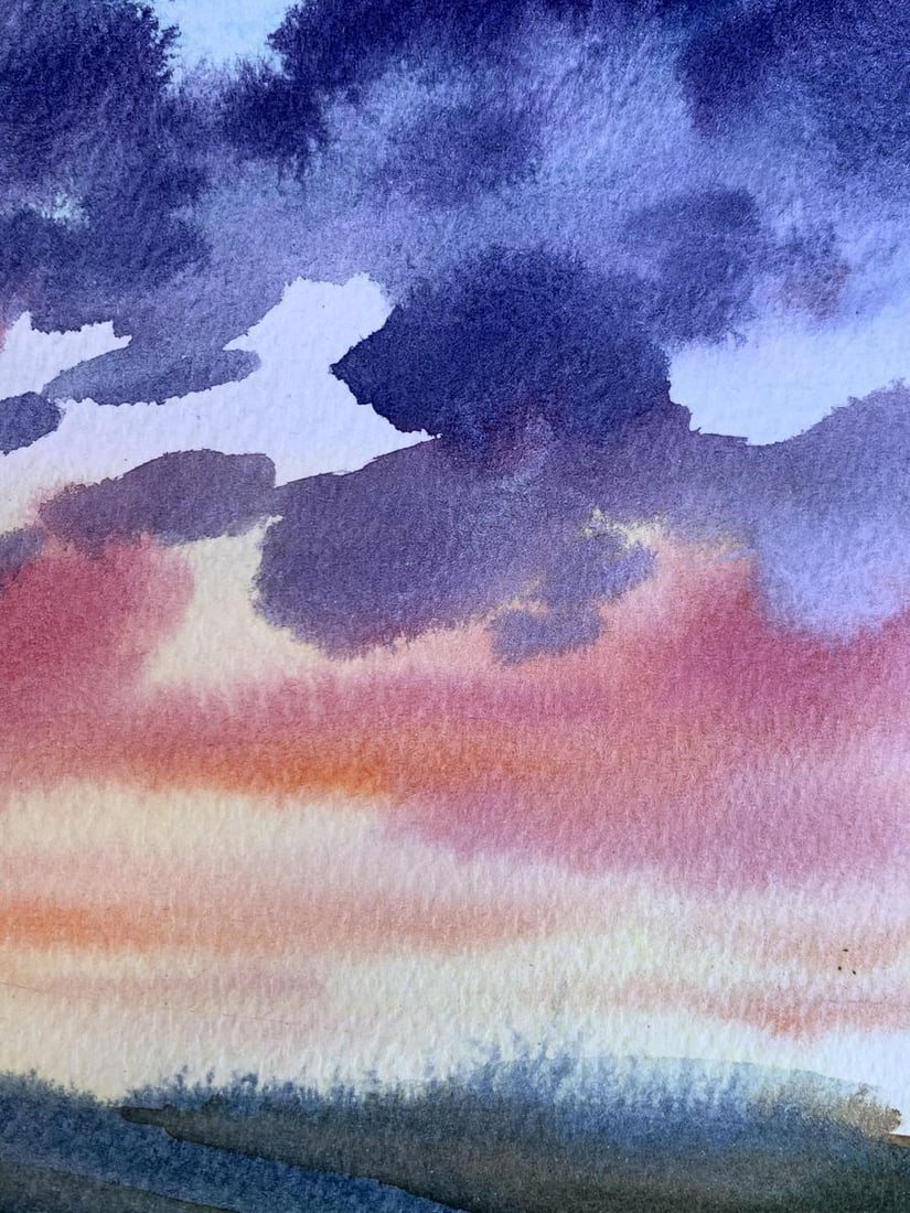 Watercolor painting Pink sunset Svetlana Gramm - 9