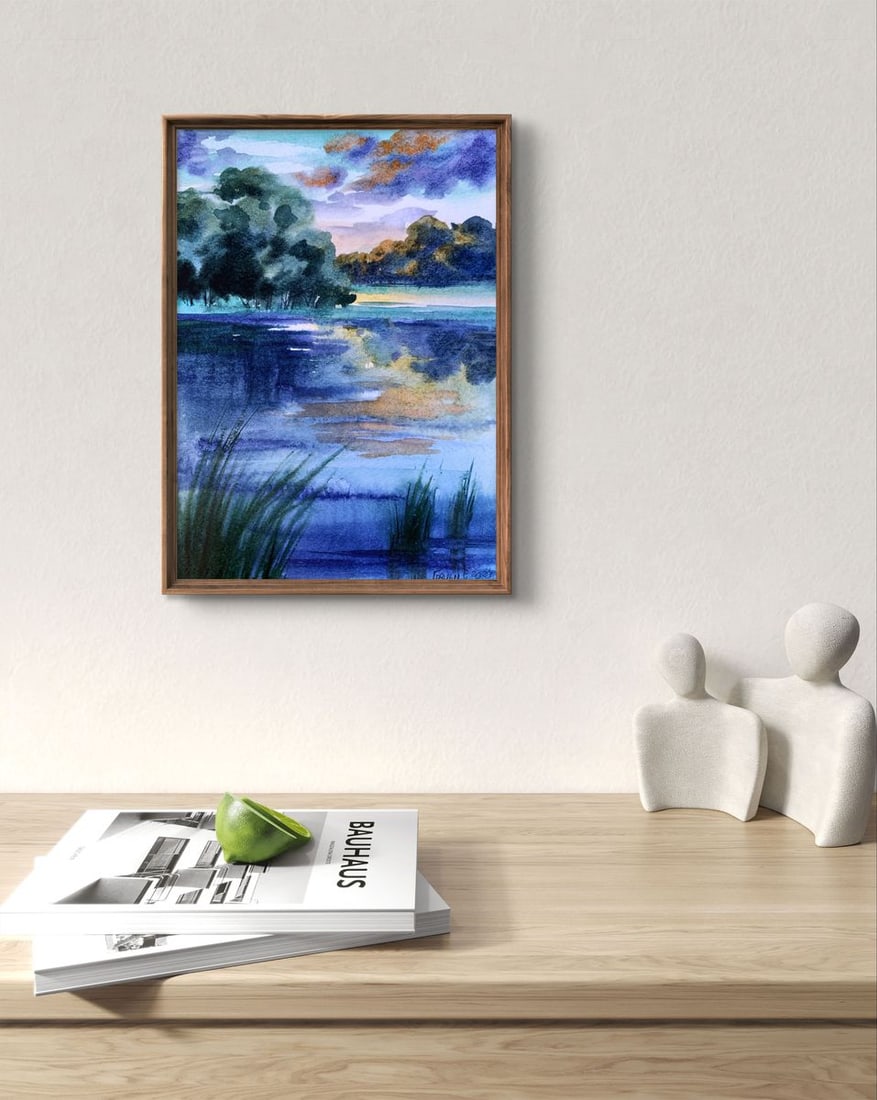 Watercolor painting Cool evening by the river Svetlana Gramm - 2