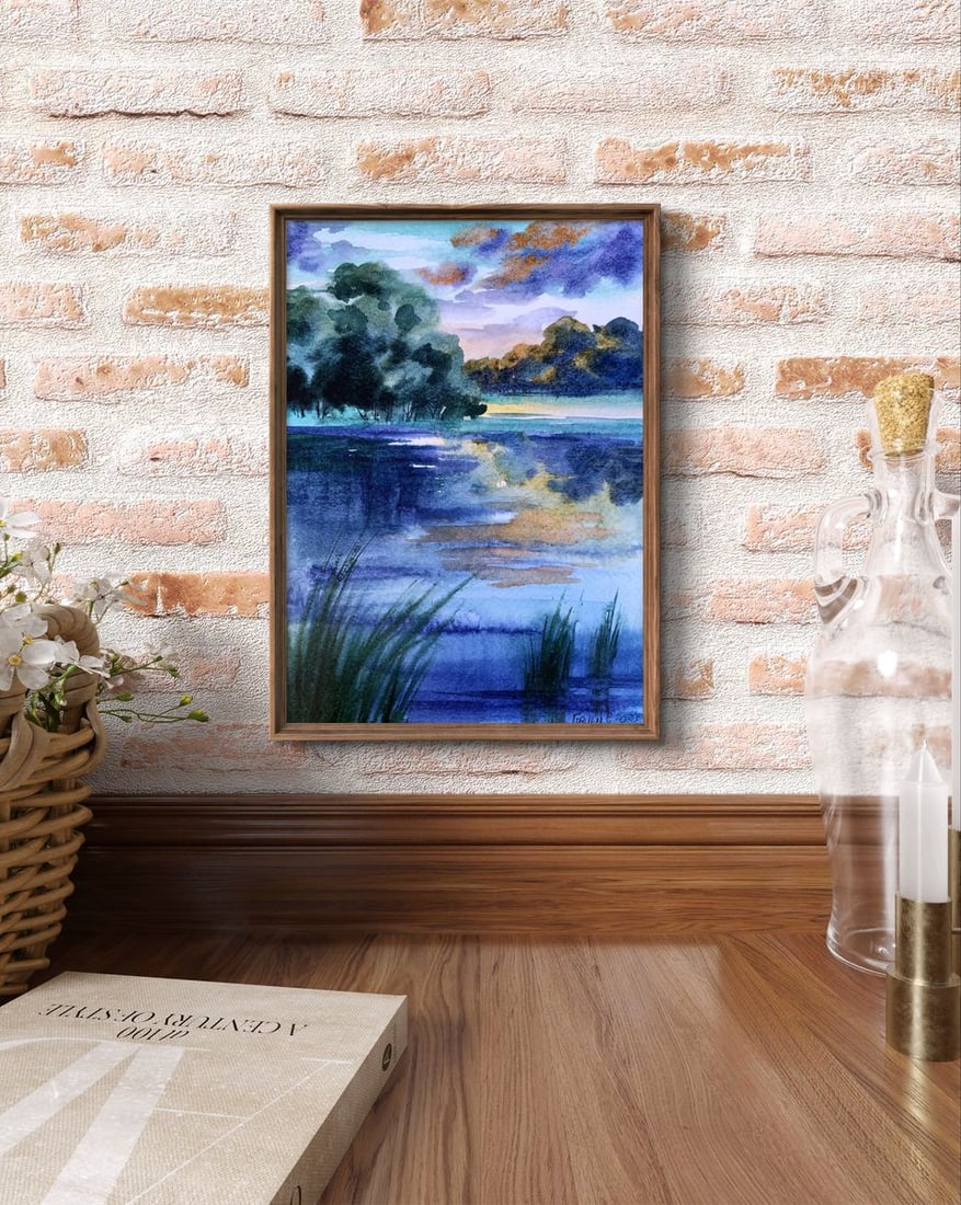 Watercolor painting Cool evening by the river Svetlana Gramm - 3