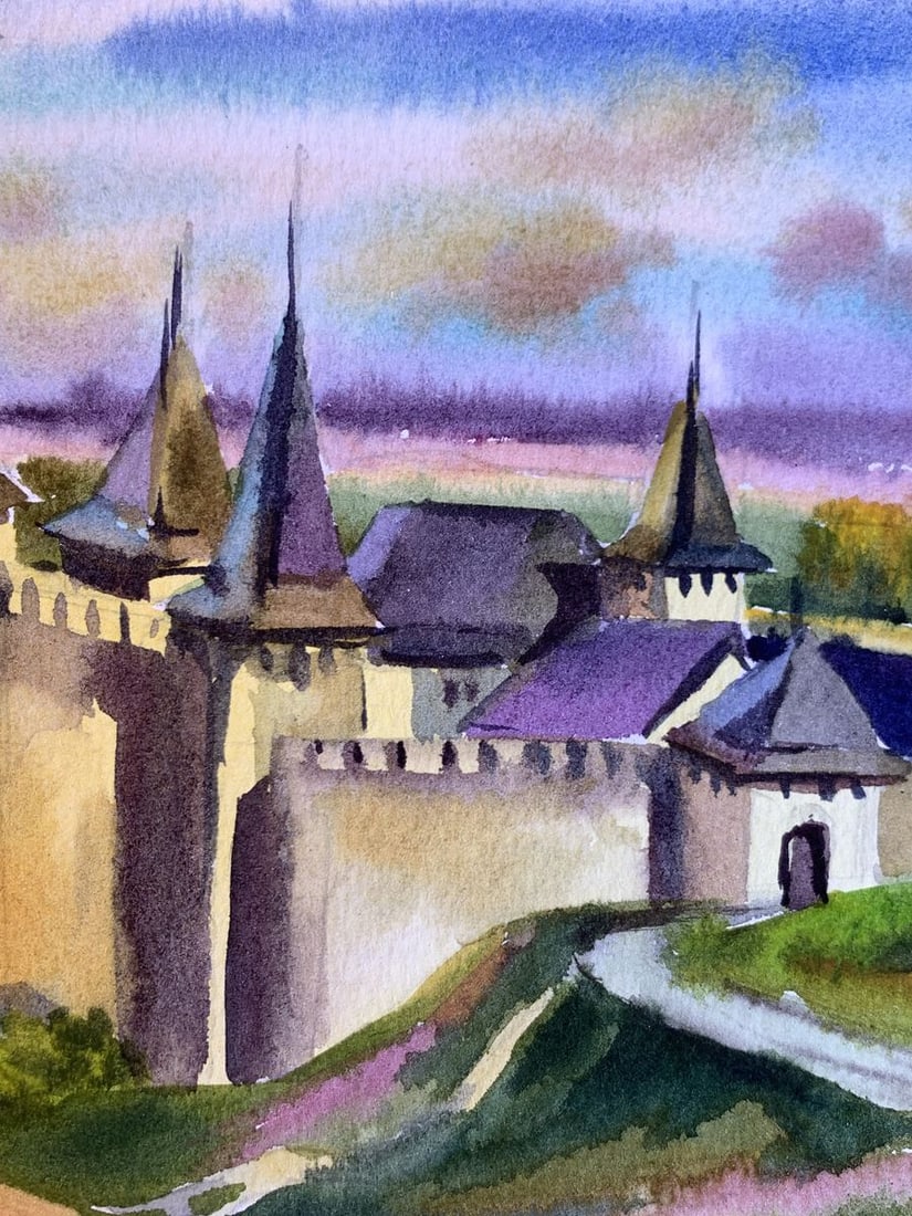 Watercolor painting Old castle Svetlana Gramm - 6
