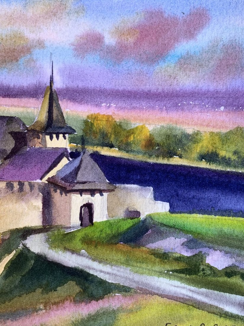 Watercolor painting Old castle Svetlana Gramm - 9