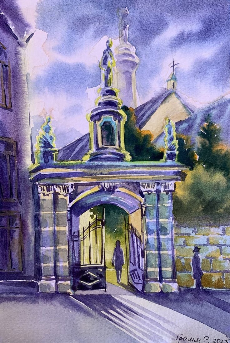 Watercolor painting To the temple Svetlana Gramm (1 of 12)
