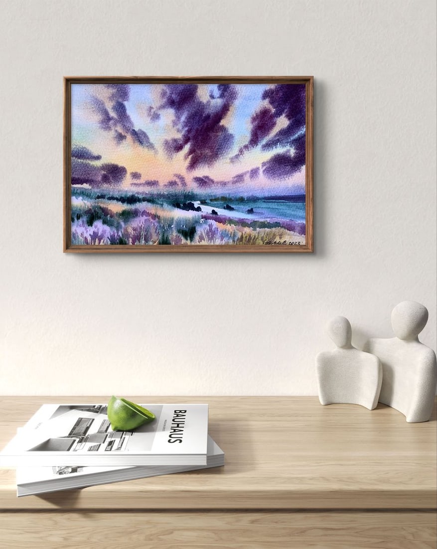 Watercolor painting Shore is covered with clouds Svetlana Gramm - 2