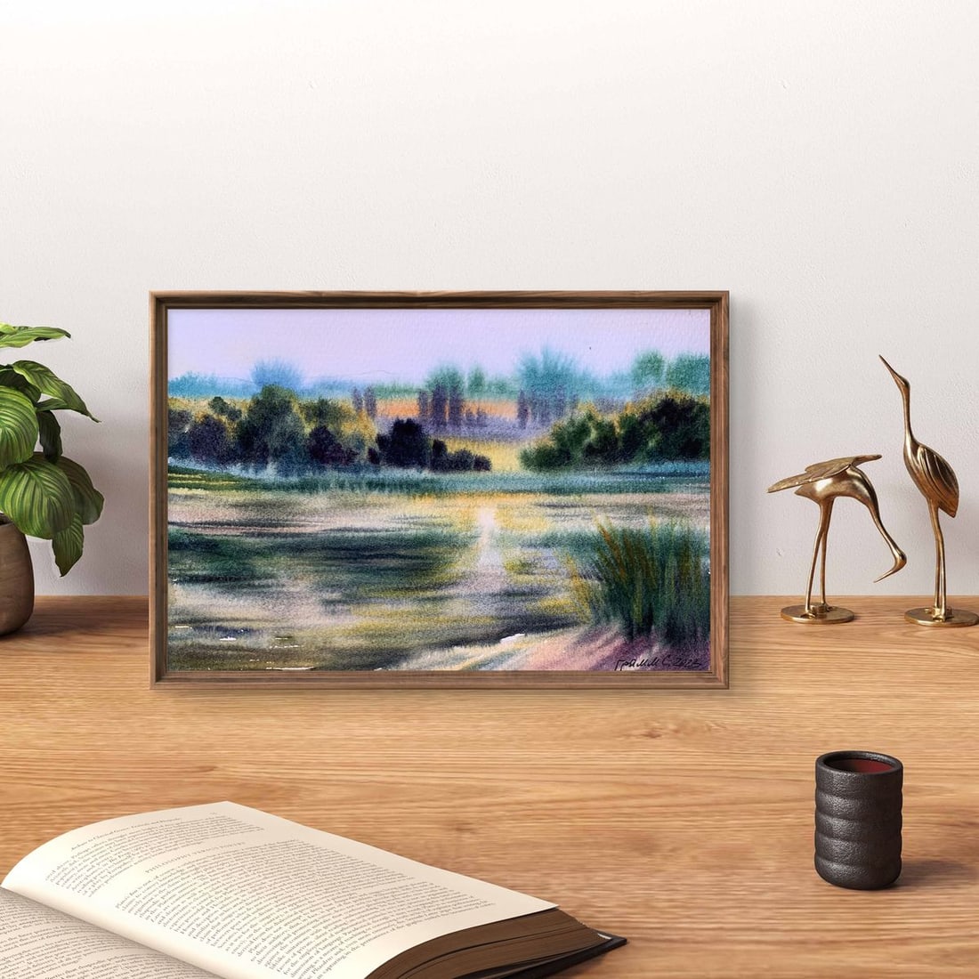 Pastel painting Reflection of the sun in the river Svetlana Gramm - 2