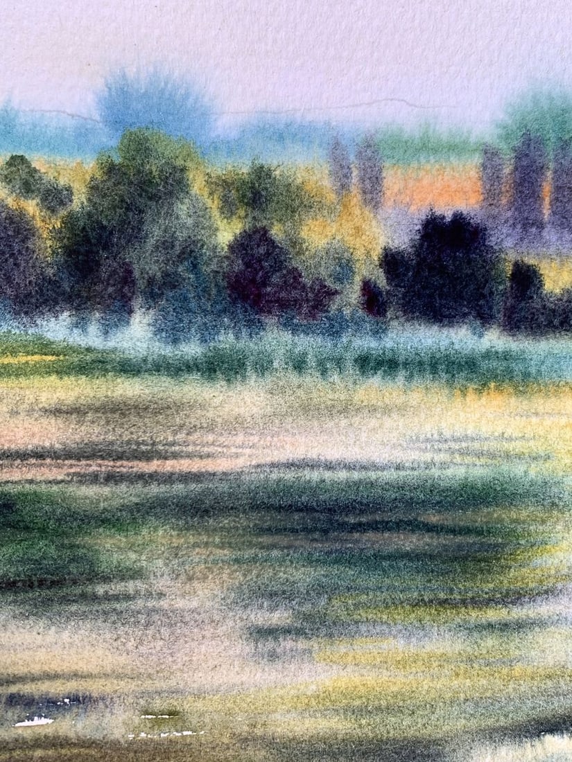 Pastel painting Reflection of the sun in the river Svetlana Gramm - 4