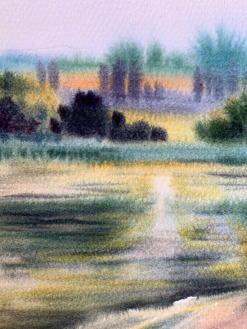 Pastel painting Reflection of the sun in the river Svetlana Gramm - 5
