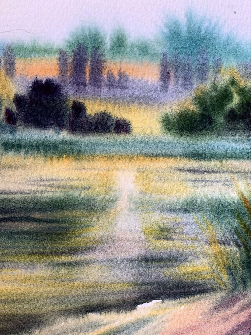 Pastel painting Reflection of the sun in the river Svetlana Gramm - 6