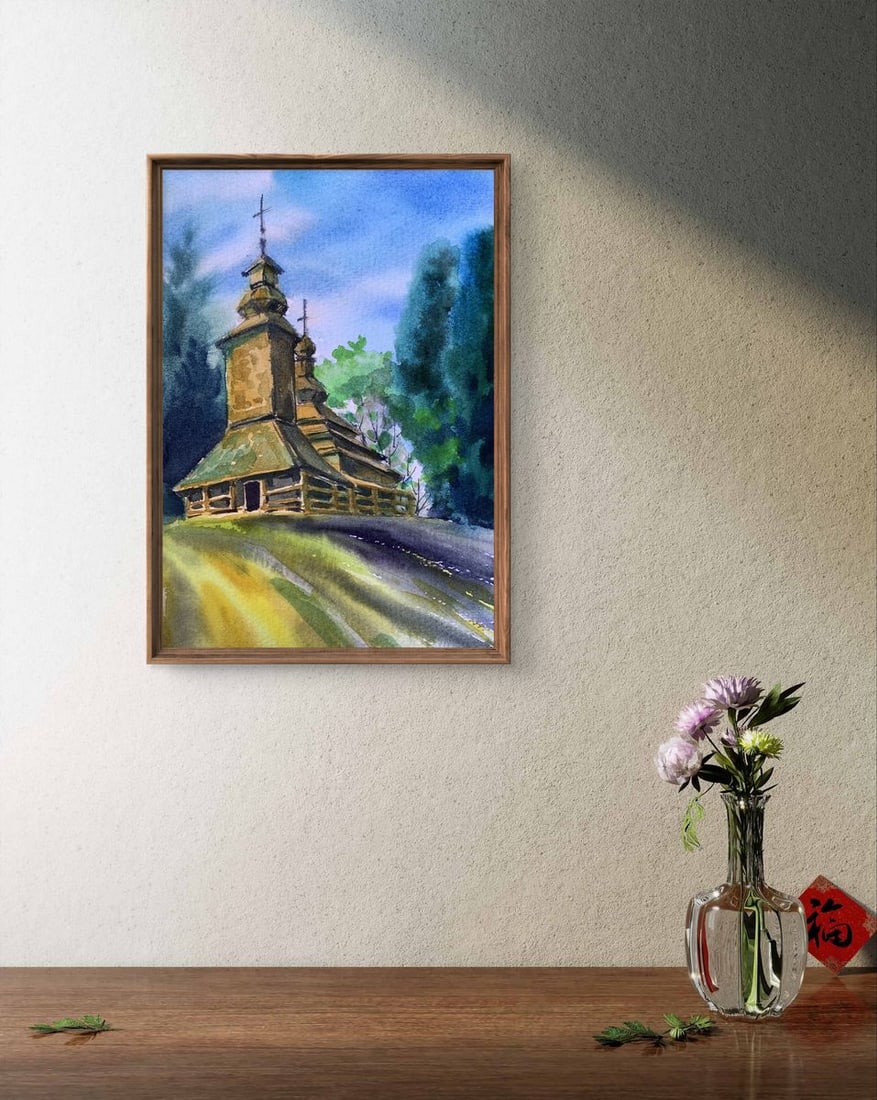 Watercolor painting Ancient church Svetlana Gramm - 2