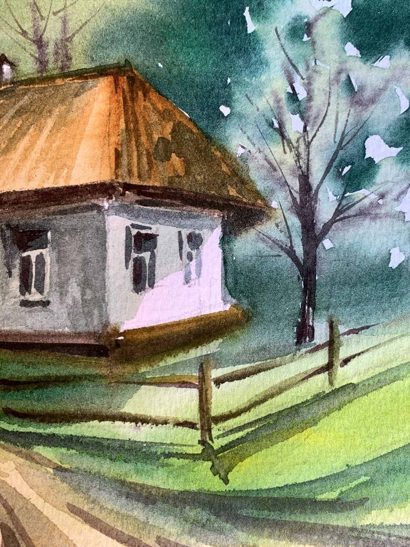 Watercolor painting Road to the village Svetlana Gramm - 7