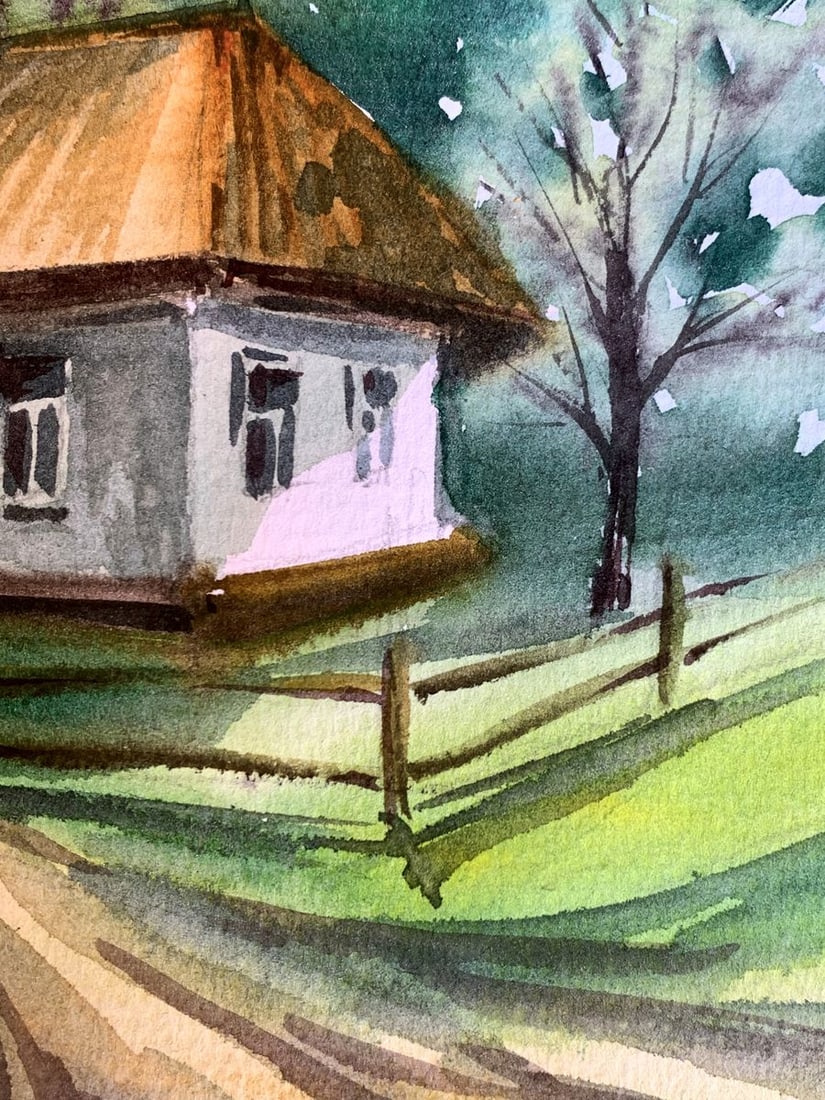 Watercolor painting Road to the village Svetlana Gramm - 9