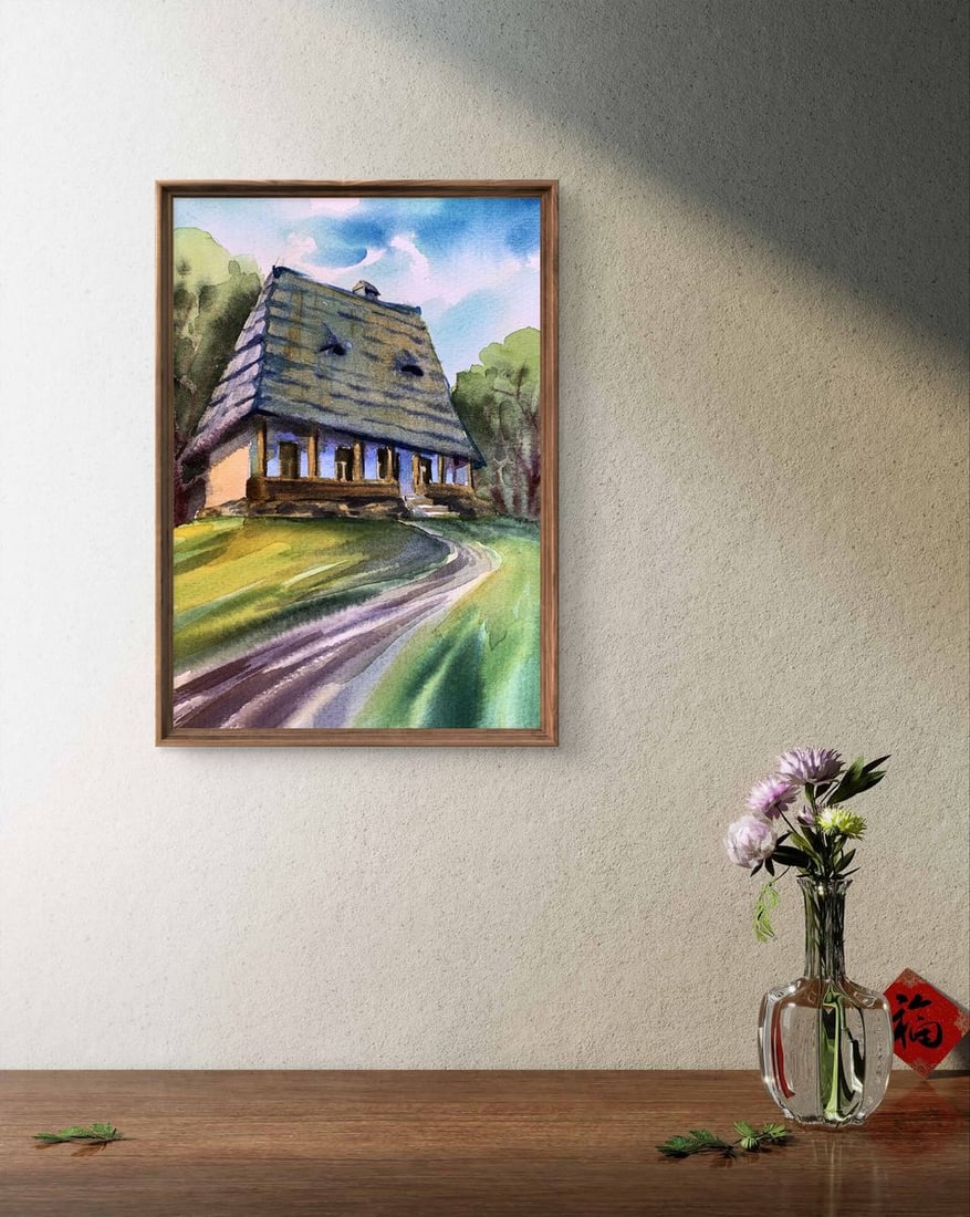 Watercolor painting House among the trees Svetlana Gramm - 2