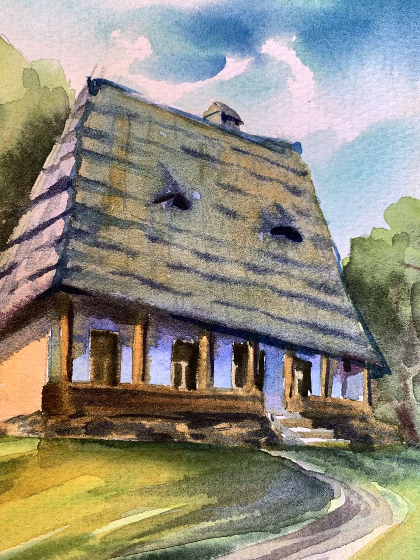 Watercolor painting House among the trees Svetlana Gramm - 4