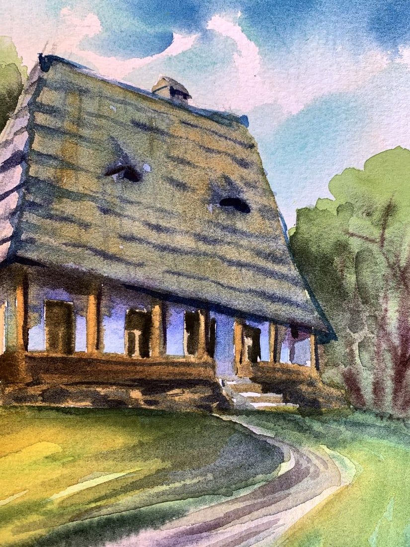 Watercolor painting House among the trees Svetlana Gramm - 5