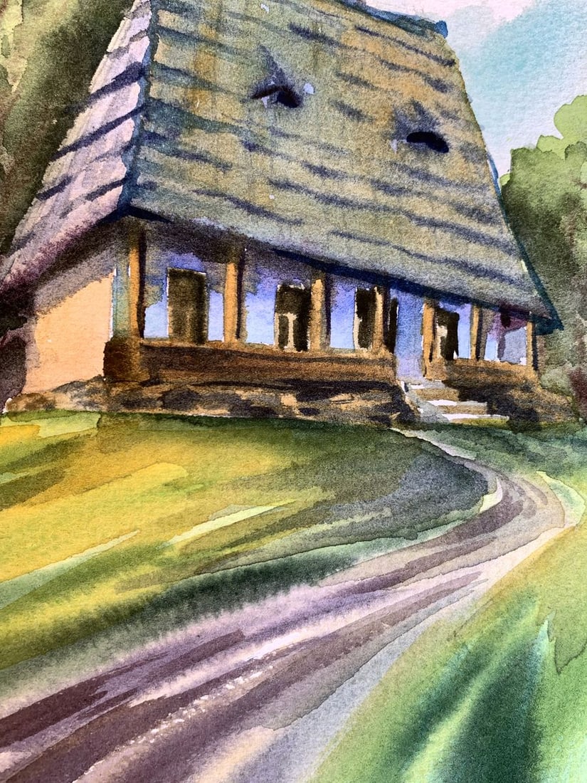 Watercolor painting House among the trees Svetlana Gramm - 6
