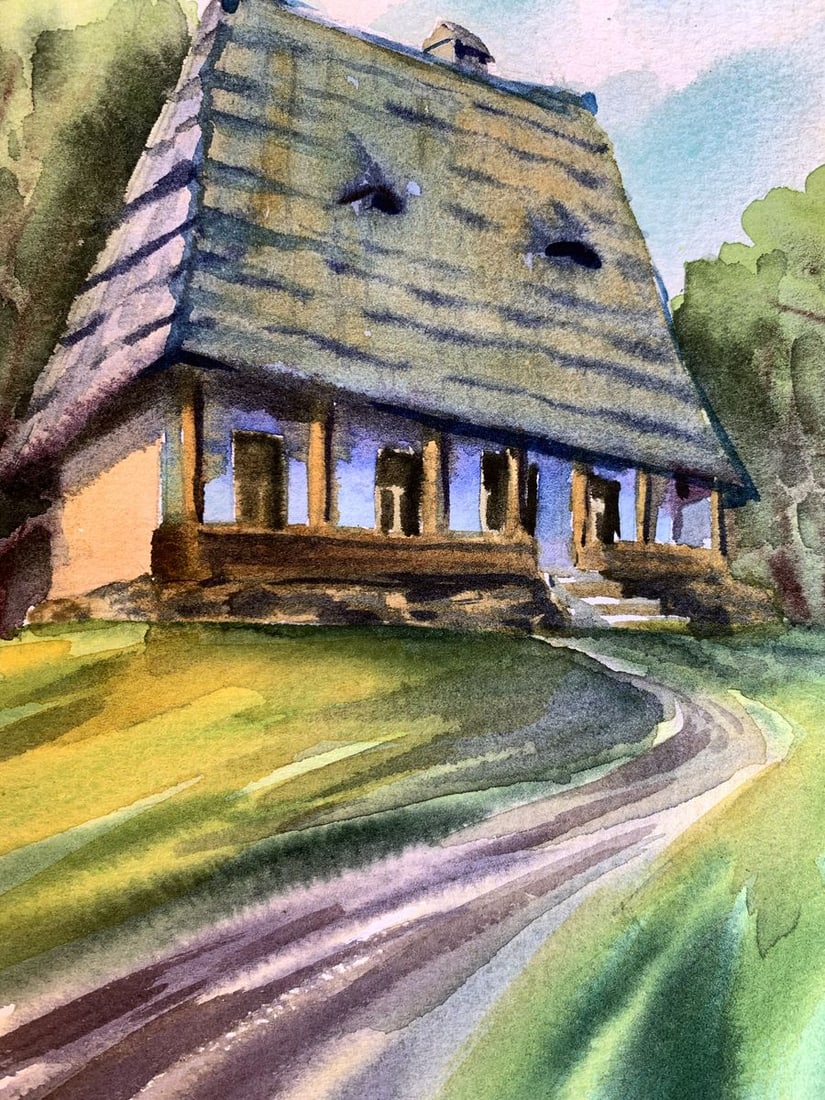 Watercolor painting House among the trees Svetlana Gramm - 7