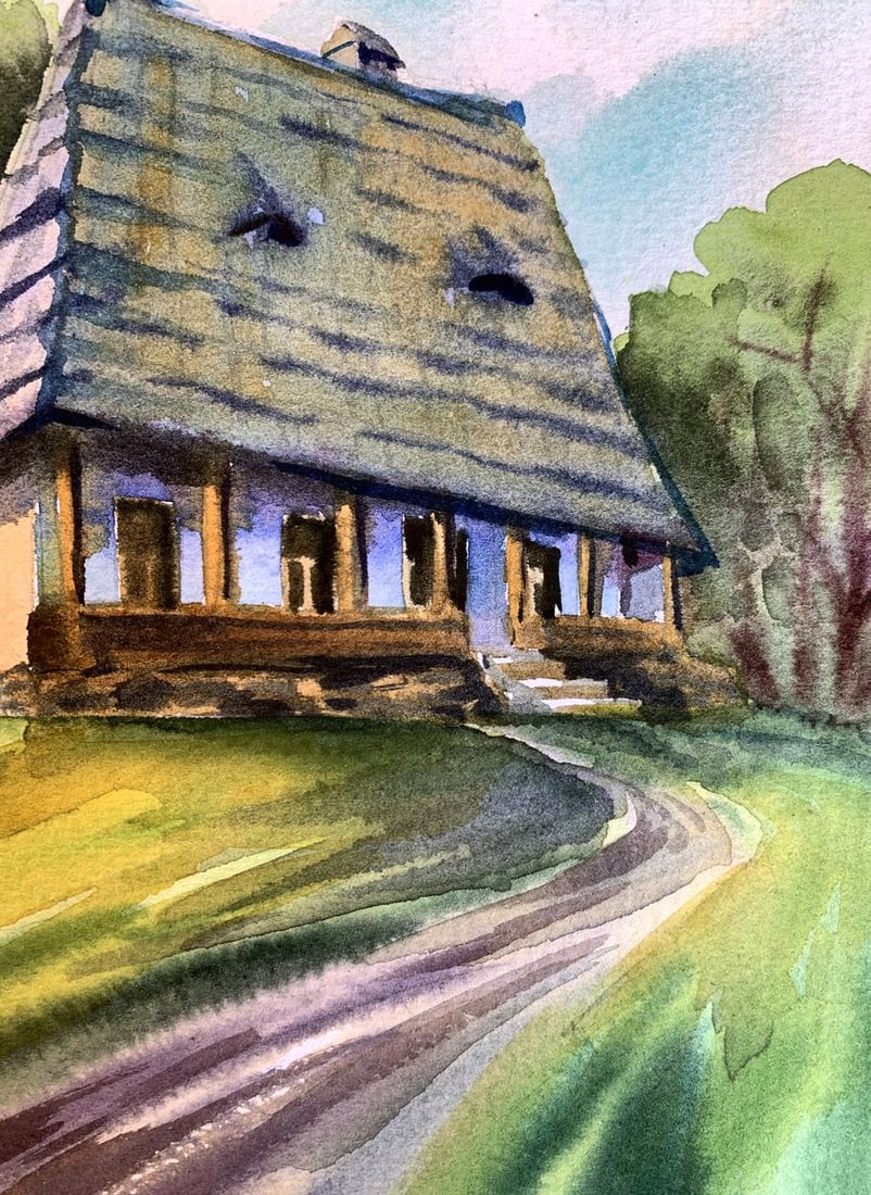 Watercolor painting House among the trees Svetlana Gramm - 8