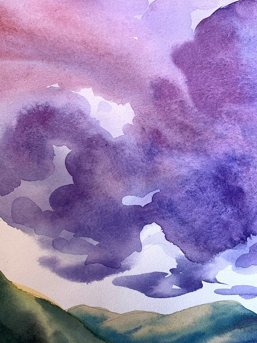 Watercolor painting Mountain View Svetlana Gramm - 4