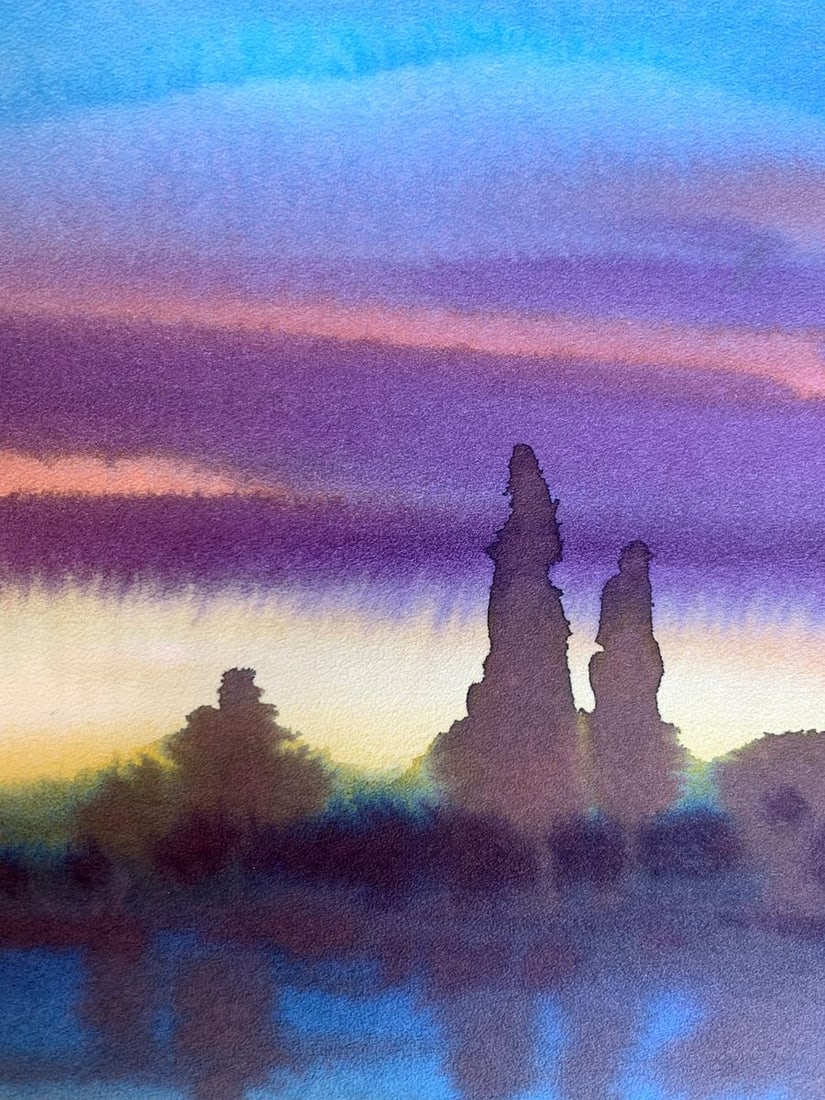 Watercolor painting Sunset on the river Svetlana Gramm - 9