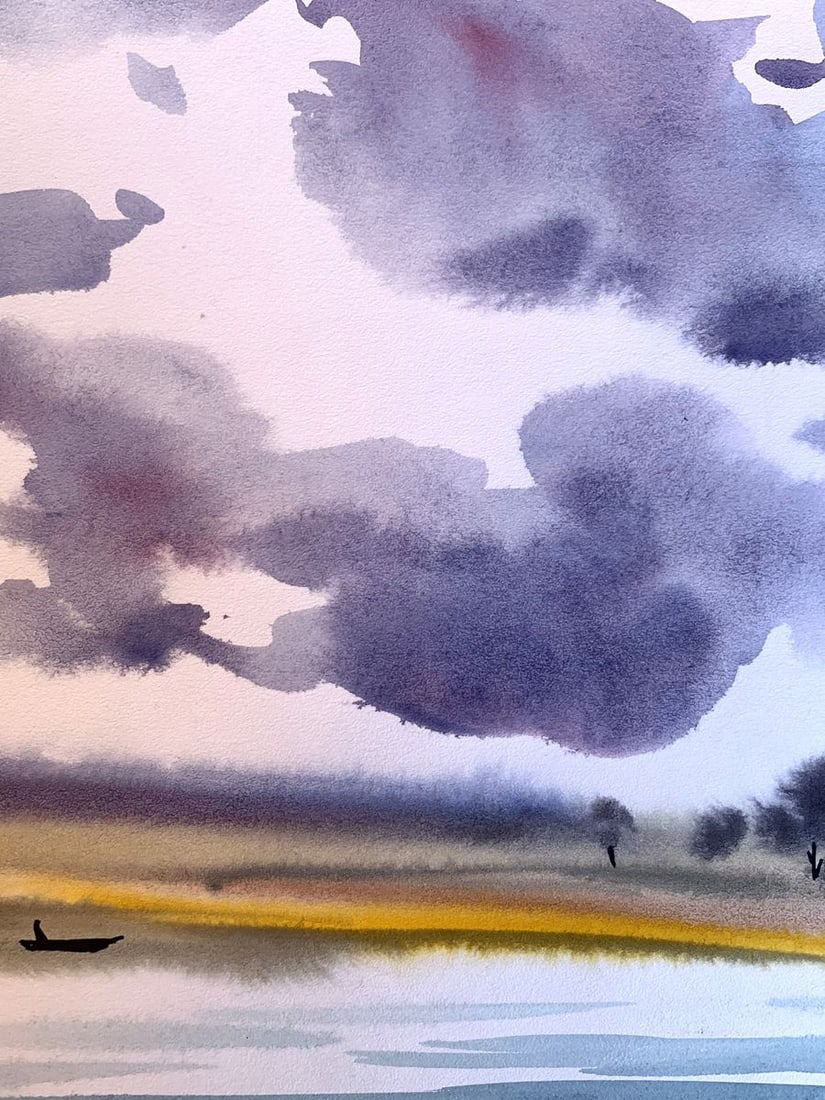 Watercolor painting Alone on the river Svetlana Gramm - 5