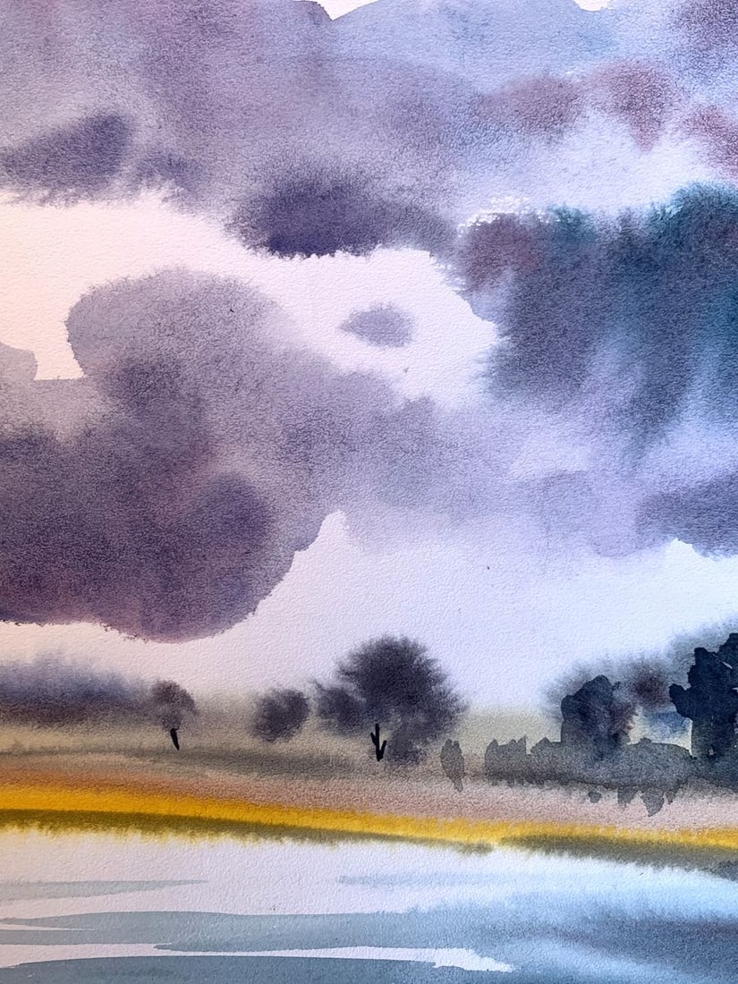 Watercolor painting Alone on the river Svetlana Gramm - 8