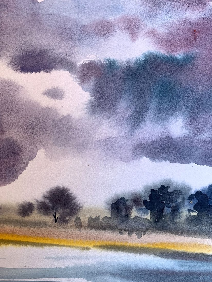 Watercolor painting Alone on the river Svetlana Gramm - 9