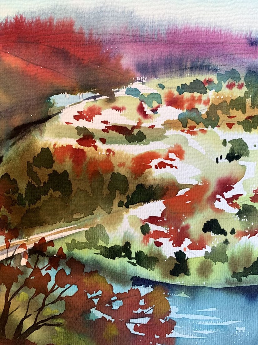 Watercolor painting View of the Reserve Svetlana Gramm - 6
