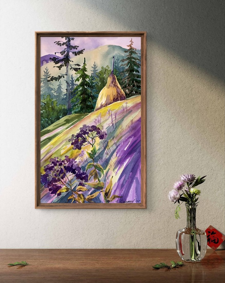 Watercolor painting Carpathian meadows Svetlana Gramm - 2