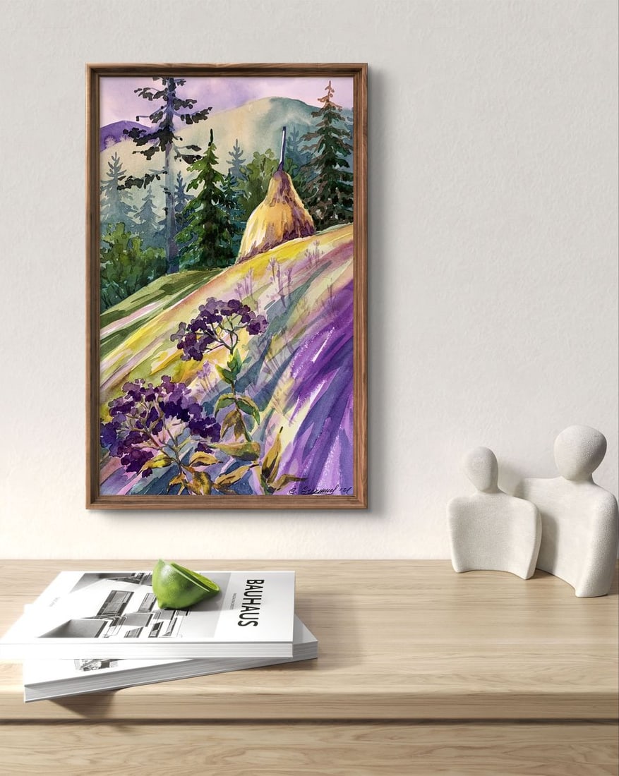 Watercolor painting Carpathian meadows Svetlana Gramm - 3