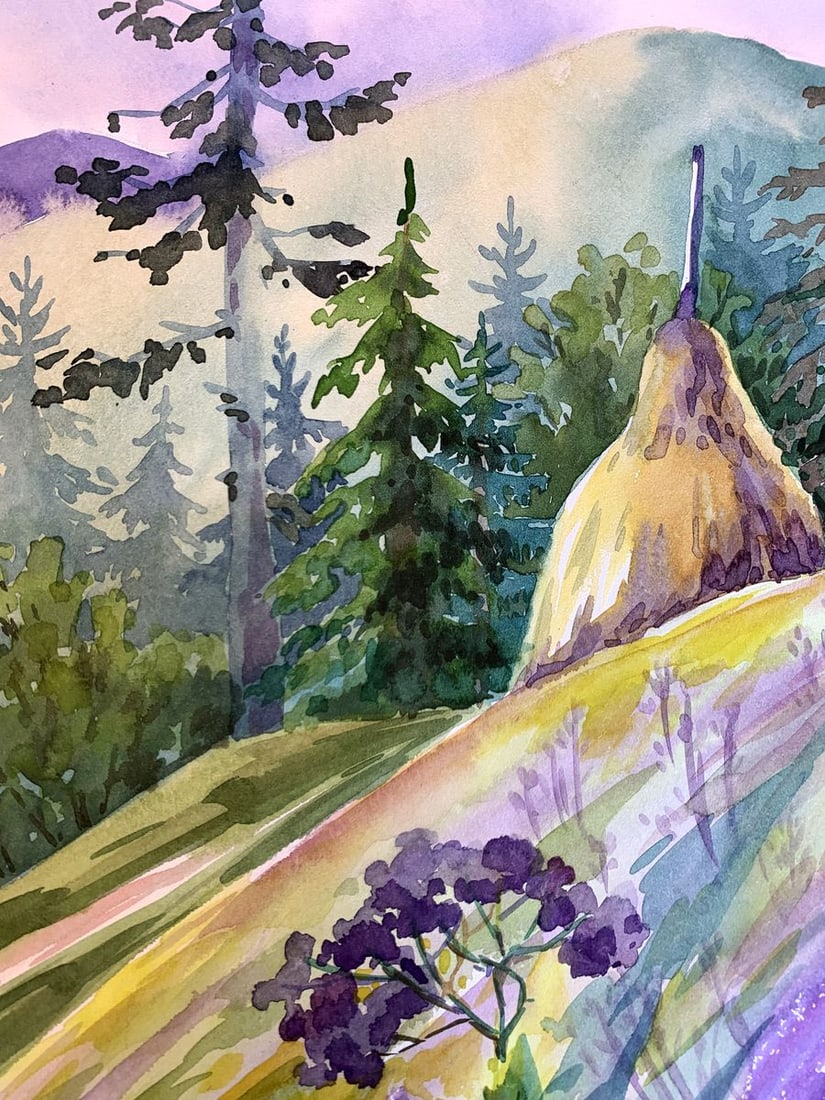 Watercolor painting Carpathian meadows Svetlana Gramm - 4