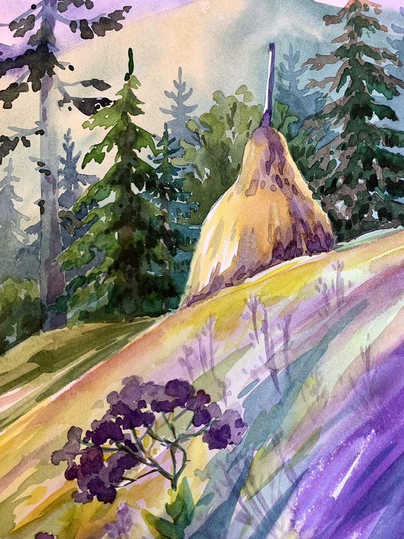 Watercolor painting Carpathian meadows Svetlana Gramm - 5