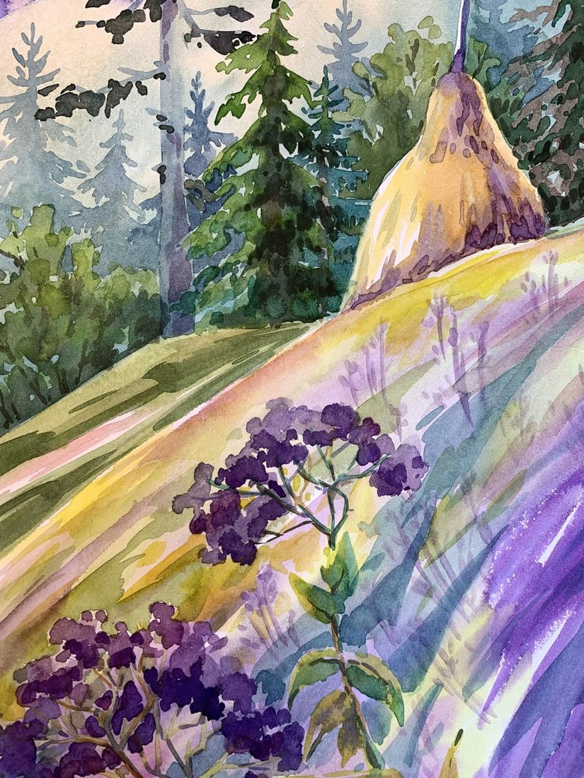 Watercolor painting Carpathian meadows Svetlana Gramm - 6