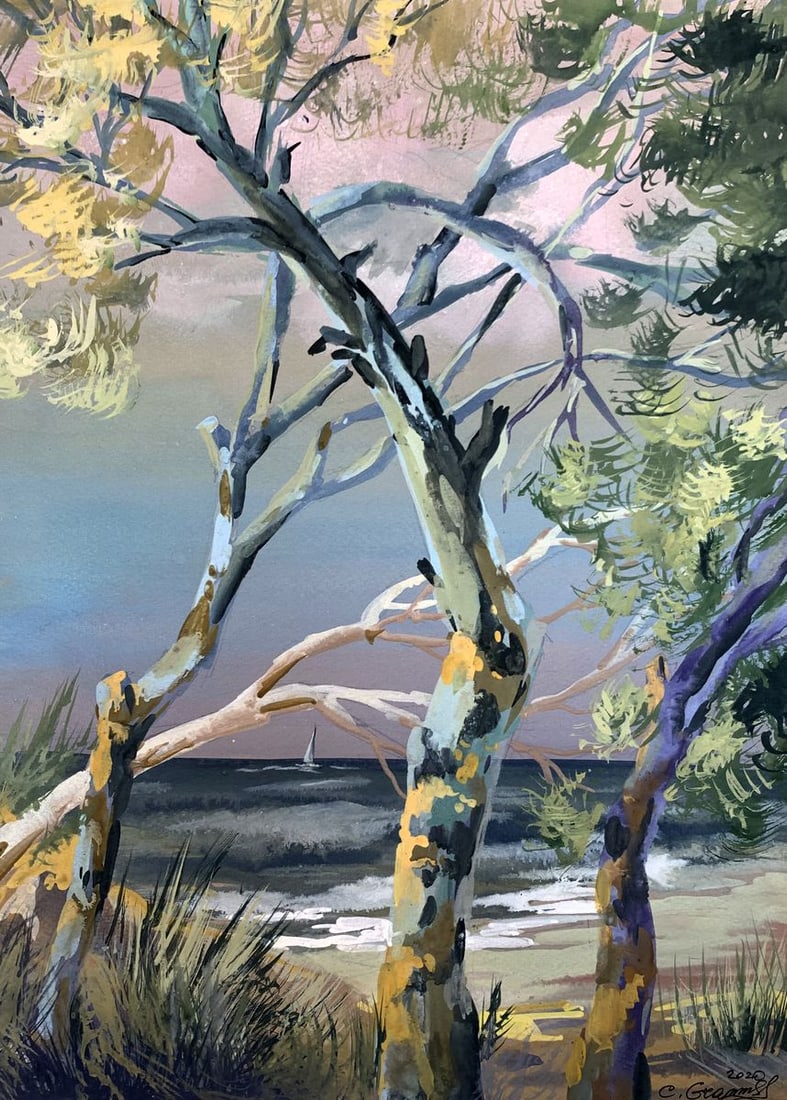 Watercolor painting Sea with rain Svetlana Gramm (1 of 12)