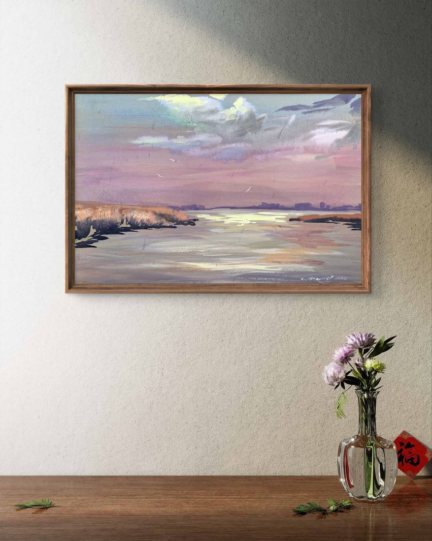 Watercolor painting Sunset on the spit Svetlana Gramm - 2