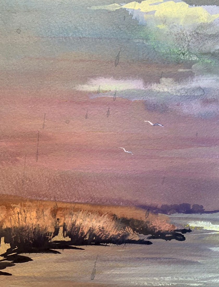 Watercolor painting Sunset on the spit Svetlana Gramm - 4