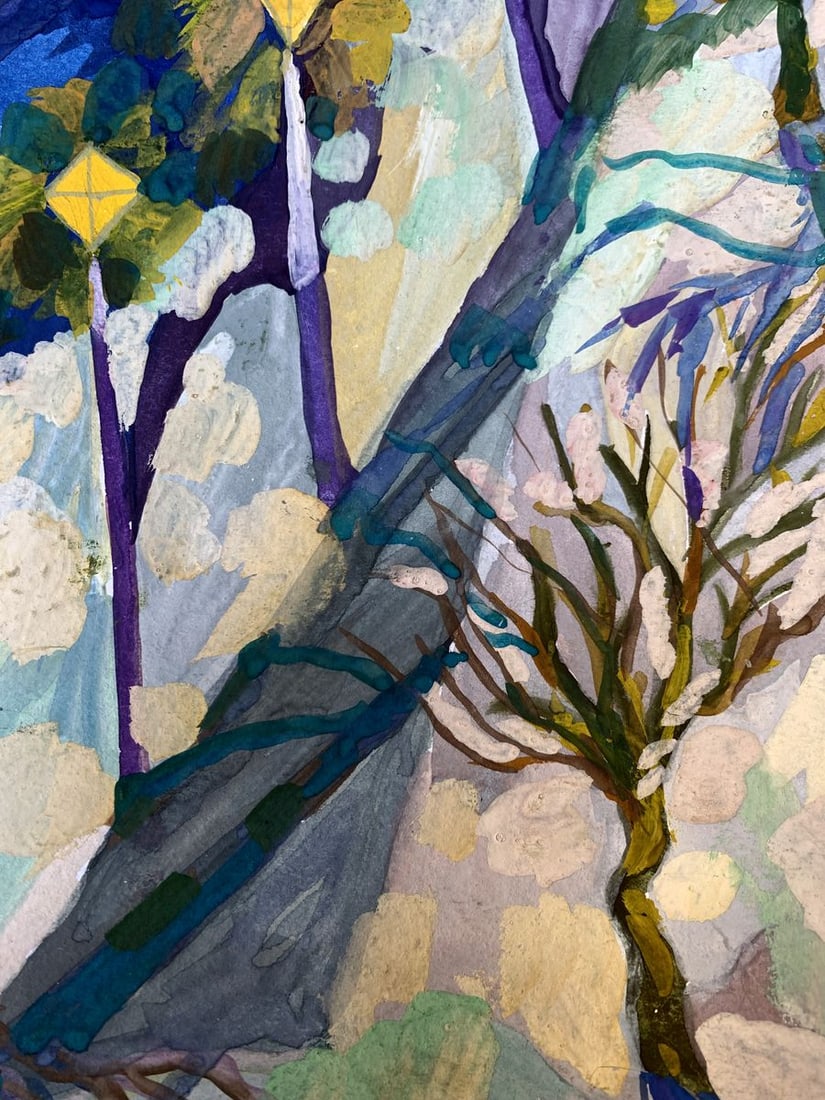 Gouache painting Winter evening in the park Ivanna Yanchuk - 11