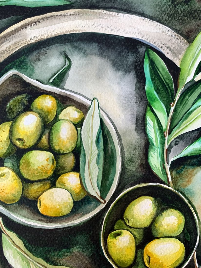 Watercolor painting Olive Olga Ponomaryva - 4