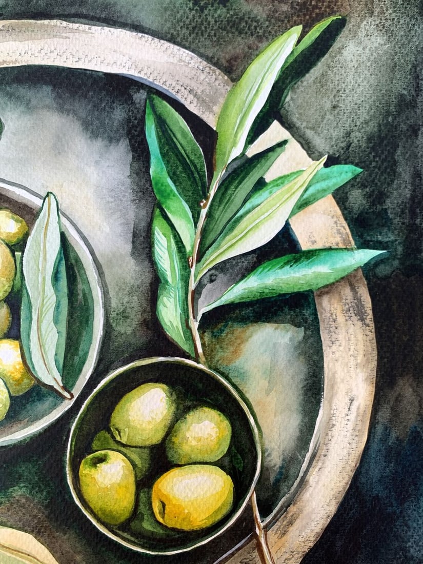Watercolor painting Olive Olga Ponomaryva - 5